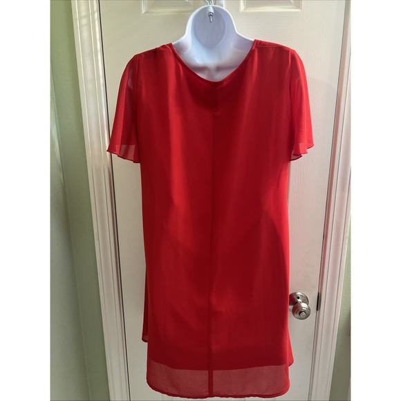 Show Me Your Mumu Red Kylie Mini Dress‎ Sz Med Flounce Sleeve V-neck Dressy - Picture 3 of 8